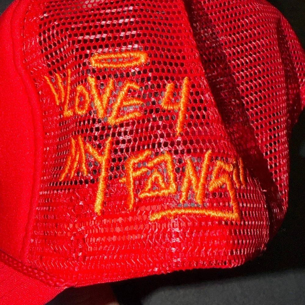 Rod Wave Red Trucker Hat Love 4 My Fans Smiley Face Snapback Nissin Cap Mens
